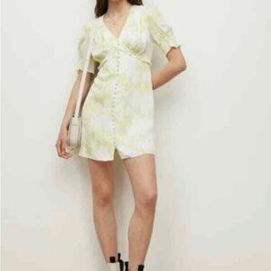 All Saints Green and White Puff Sleeve Midi Sundress Demi marama dress